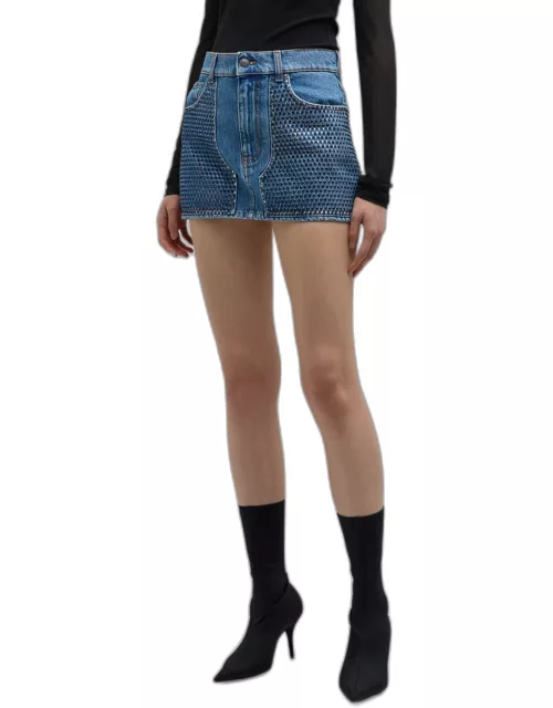 Crystal Denim Mini Skirt