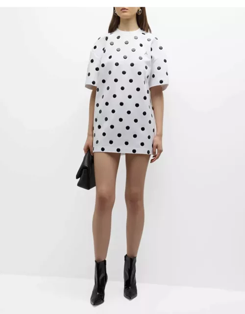 Polka-Dot Short-Sleeve Mini T-Shirt Dres