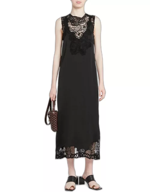 Embroidered Lace Midi Dres