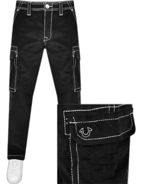 True Religion Corduroy Cargo Trousers Black