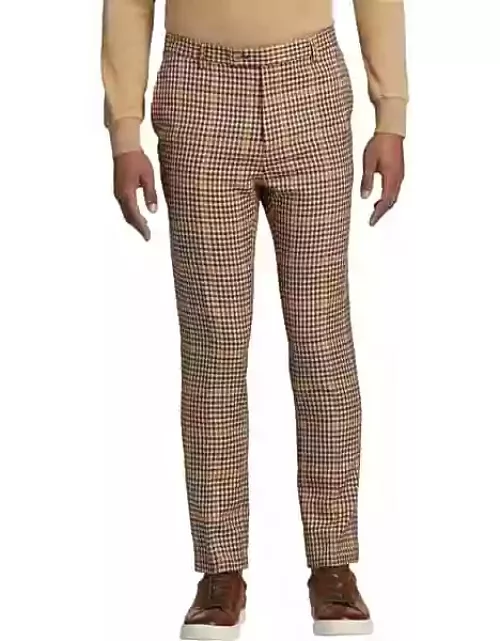 Paisley & Gray Men's Slim Fit Suit Separates Pants Cabernet Orange Check