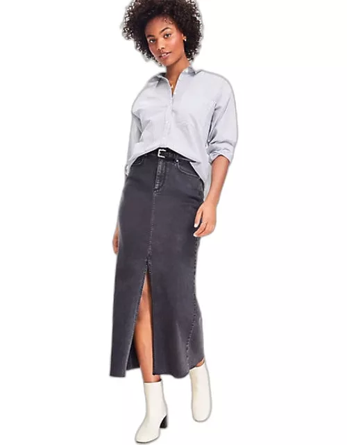 Loft Fresh Cut Denim Maxi Skirt in Washed Black