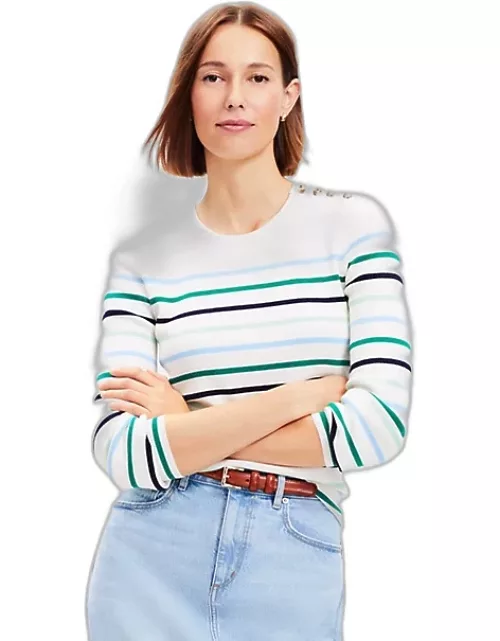 Loft Stripe Draped Sleeve Sweater