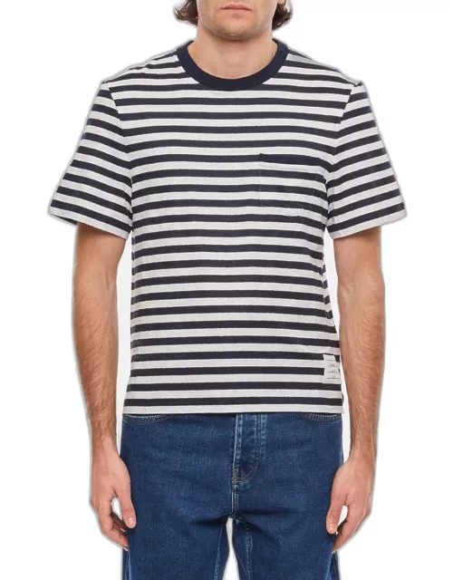 Thom Browne Linen Striped Pocket T-shirt Blue