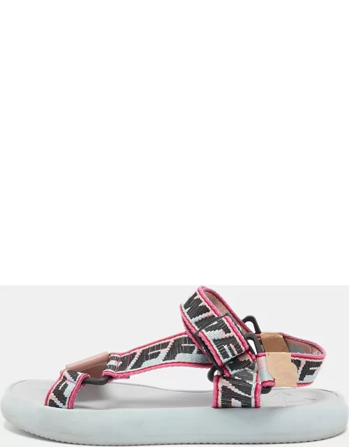 Off-White Multicolor Canvas Preloved Track Logo Slingback Sandal