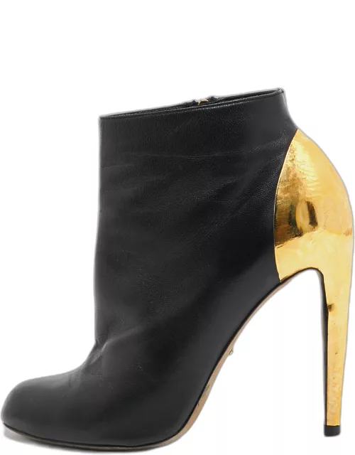 Sergio Rossi Black Leather Ankle Bootie