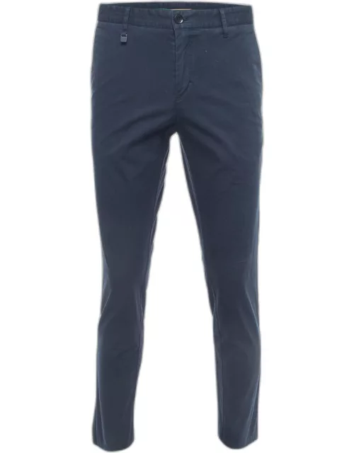 Boss By Hugo Boss Dark Blue Cotton Genius-W-224F Slim Fit Pants