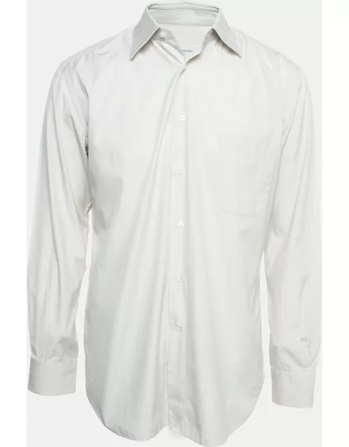 Ermenegildo Zegna Pale Grey Cotton Regular Fit Long Sleeve Shirt