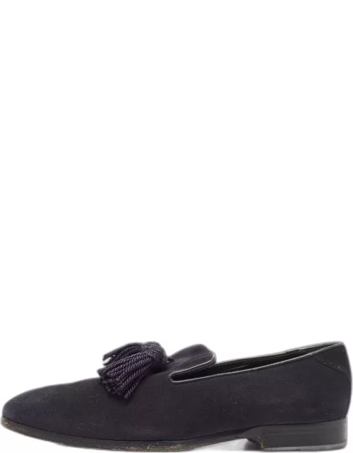 Jimmy Choo Navy Blue Suede Foxley Smoking Slipper
