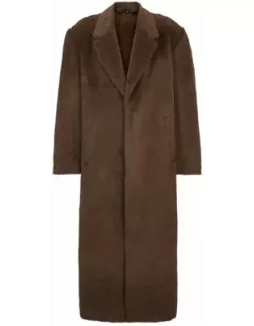 Single-breasted, regular-fit coat in alpaca and wool- Brown Men's Formal Coat