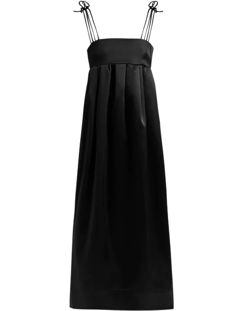 Ganni Satin Maxi Dress - Black - 42 (UK14 / L)