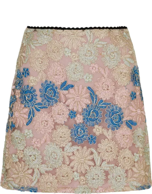 Sister Jane Artist Embroidered Floral-embroidered Mini Skirt - Pink - 10 (UK10 / S)