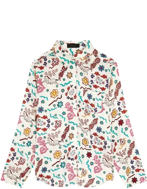 Jessica Russell Flint Danpatch Printed Stretch-silk Pyjama Shirt - Multicoloured