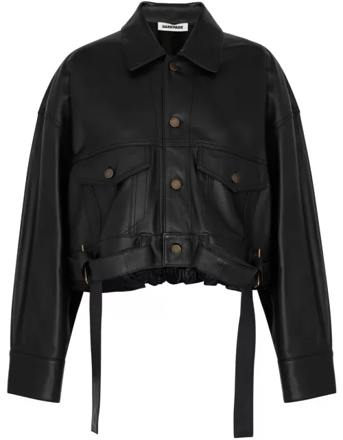 Darkpark Carter Cropped Leather Jacket - Black - L (UK14 / L)
