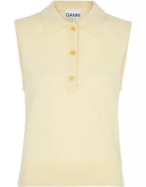Ganni Wool and Cashmere-blend Polo top - Yellow - S (UK8-10 / S)