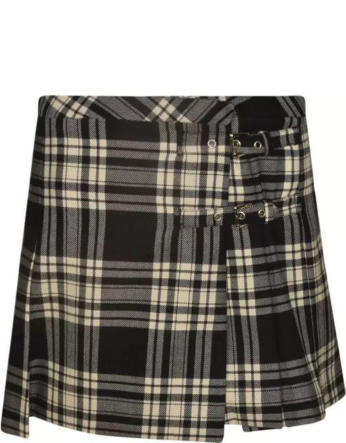 Alessandra Rich Tartan Wool Mini Skirt