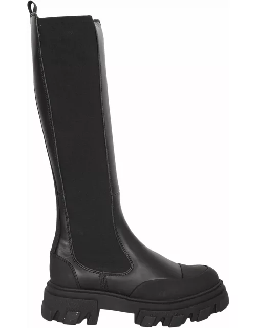 Ganni High Black Leather Boot