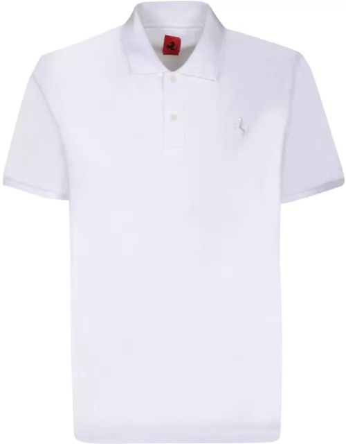 Ferrari Cotton Piquã© White Polo Shirt