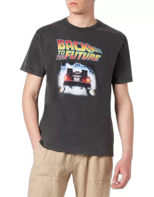 MC2 Saint Barth Man Cotton T-shirt With Back To The Future Front Print Back To The Future Special Edition