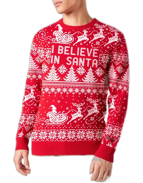 MC2 Saint Barth Man Sweater With I Believe In Santa Lettering