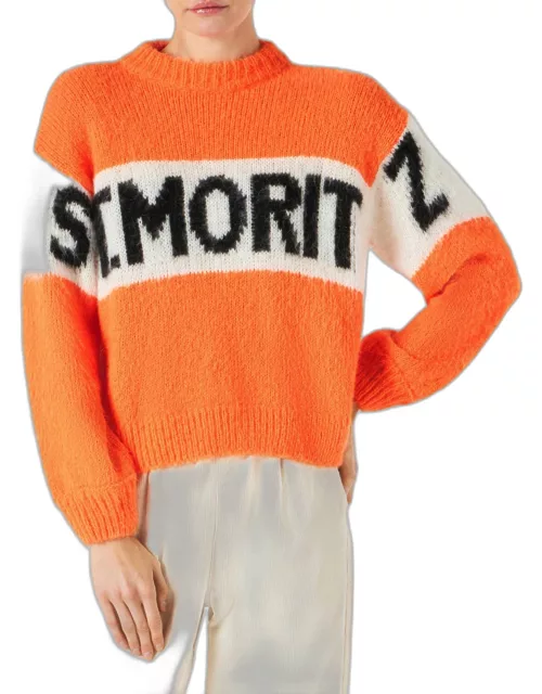 MC2 Saint Barth Woman Fluo Orange Brushed Crewneck Sweater