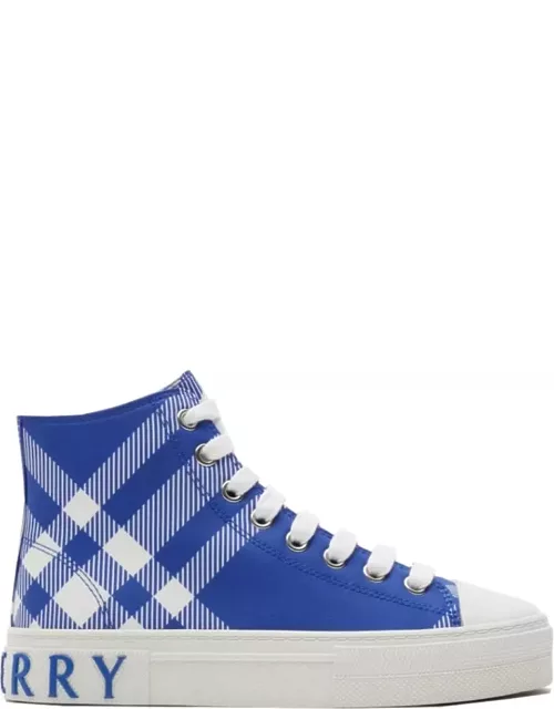 Burberry High Sneakers In Checked Cotton