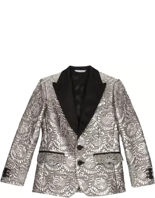 Dolce & Gabbana Single-breasted Jacket In Laminated Jacquard