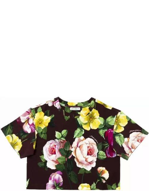 Dolce & Gabbana Crop T-shirt With Flower Print