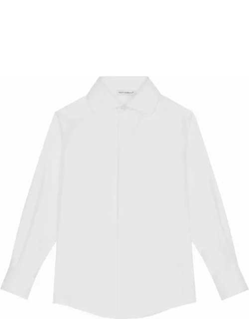 Dolce & Gabbana Tuxedo Shirt In Poplin Jacquard Dg Logo
