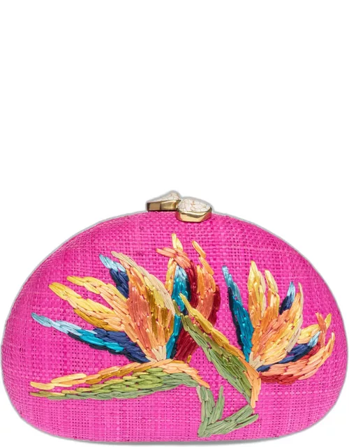 Berna Floral Straw Clutch Bag