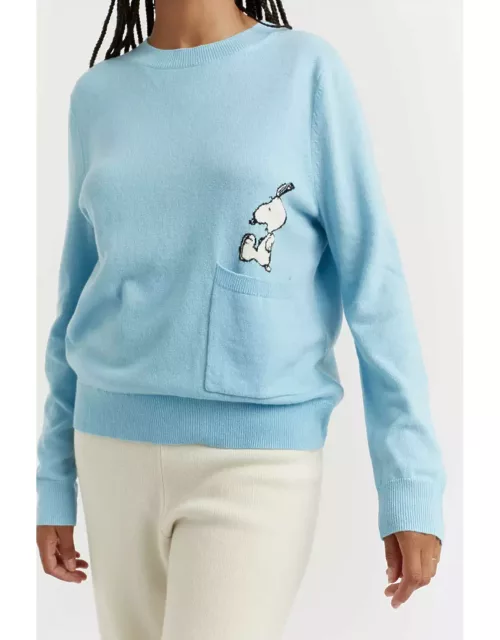 Blue Wool-Cashmere Snoopy Pocket Sweater