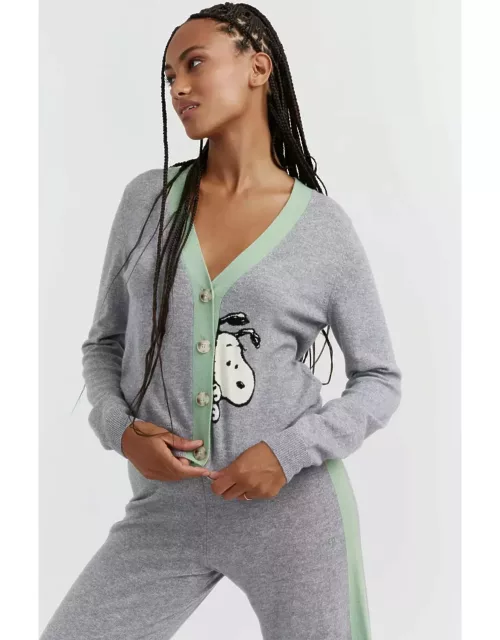 Grey Wool-Cashmere Snoopy Cardigan