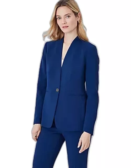 Ann Taylor The Long Collarless Blazer in Fluid Crepe