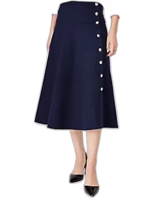 Ann Taylor Petite Side Button Flare Skirt