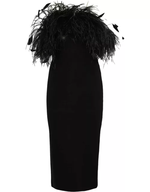 Max Mara Studio eolo Dress In Silk And Wool With Feather