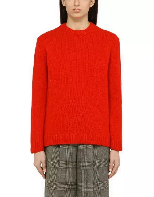 Red wool sweater with logo