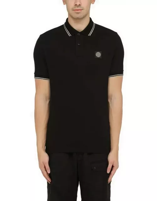 Black short-sleeved polo shirt with logo