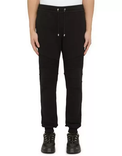 Black jogging trousers with logo print