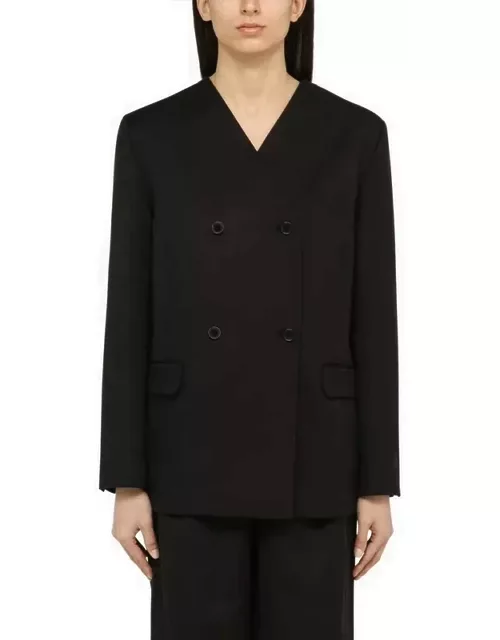 Black double-breasted jacket in cotton and linen