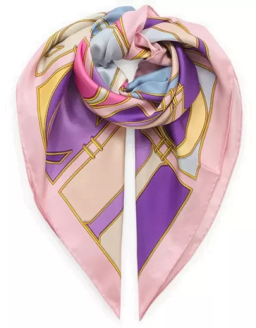 Multicoloured pink silk scarf
