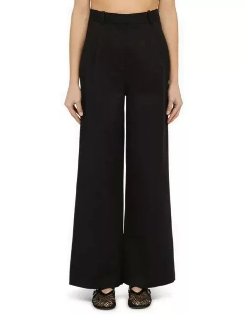 Black cotton and linen trouser