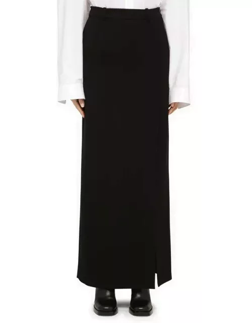 Black wool long skirt