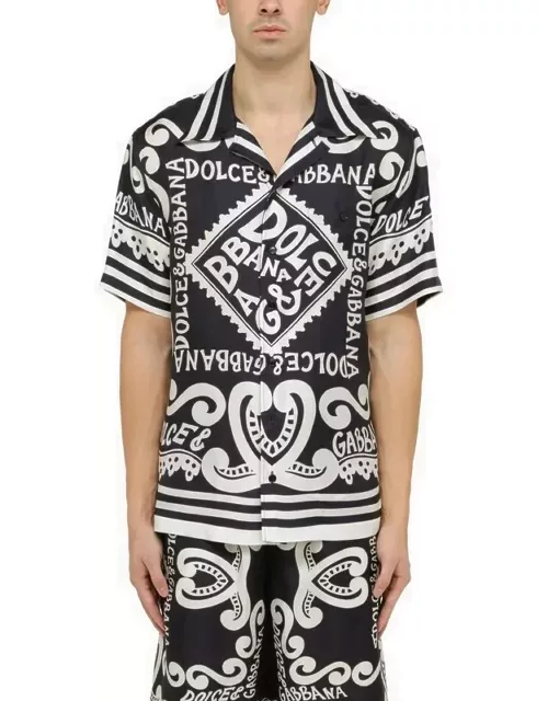 Silk Hawaii shirt with navy print