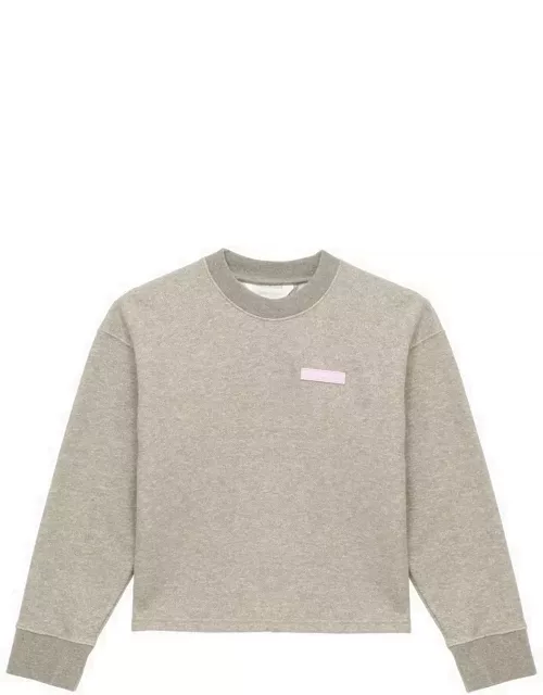 Grey cotton-blend sweatshirt with split