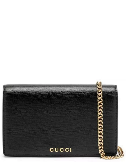 Black leather chain wallet