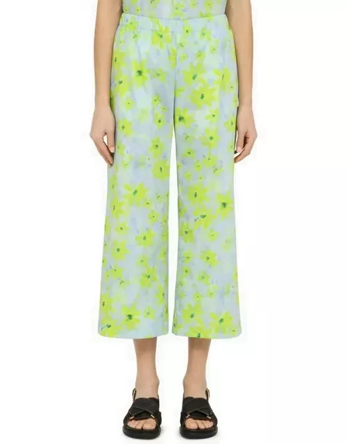 Light blue/green cotton cropped trouser