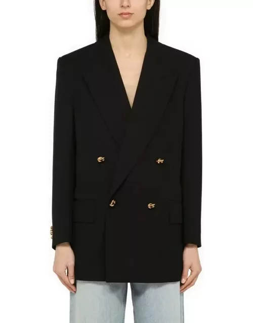 Black double-breasted jacket in woo