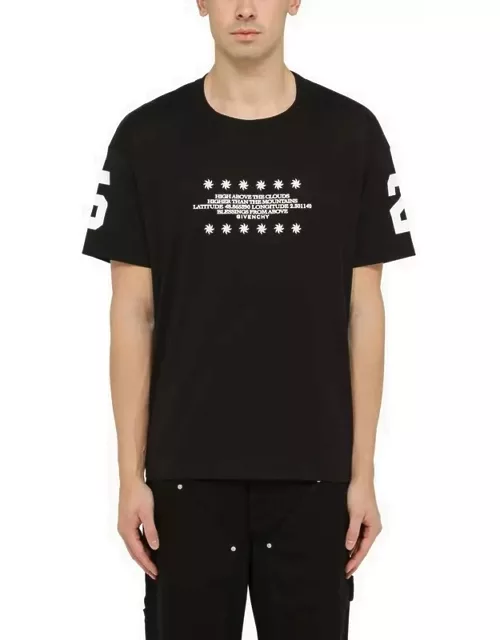 Black crew-neck T-shirt with graphic print