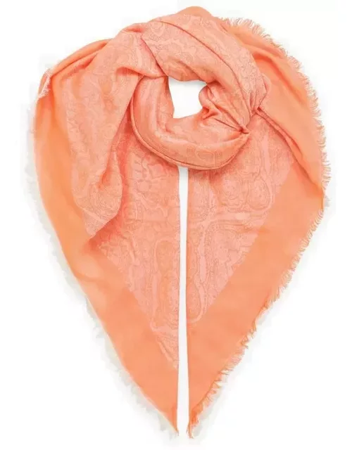 Orange cotton-blend scarf