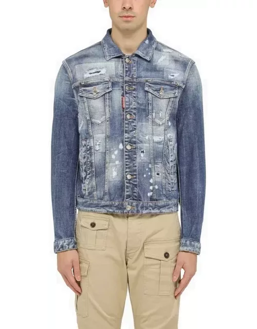 Navy jeans jacket with tear